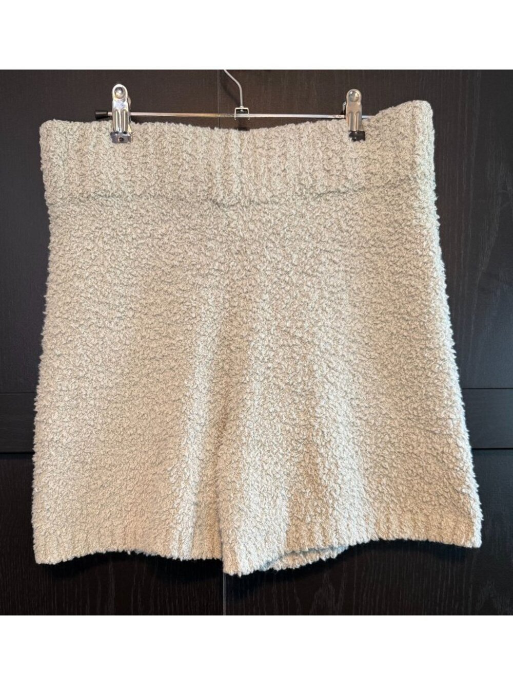 Skims Women's Cozy Knit Boucle Green Shorts L-XL Elastic Waist Lounge Comfy